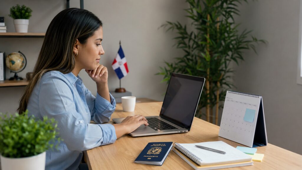 Persona revisando tiempos de espera de citas en una computadora